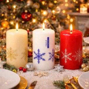 Свічка циліндр Сніжинка 50х90 мм