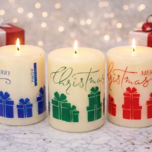 Свічка циліндр Новорічний Подарунок 60х80 мм