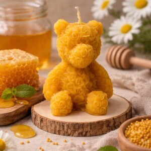 Свічка декоративна Ведмедик зі 100% очищеного бджолиного воску