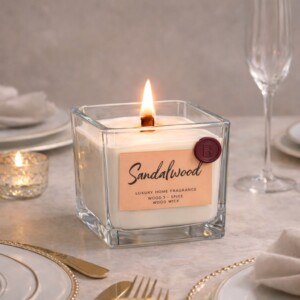 Свічка ароматна в склі Квадрат 10х10х10 см соєвий віск