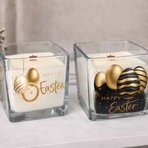 Свічка в склі Квадрат Великдень 10х10х10 см