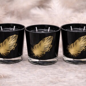 Свічка в склі 75х75 мм кол. Пір'я