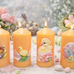 Свічка циліндр декоративна аплікація Великдень